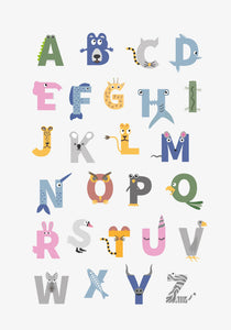 English alphabet with animals