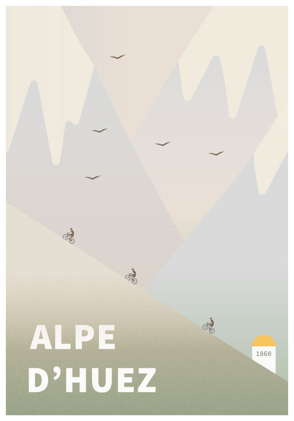 Alpe dhuez cycling poster