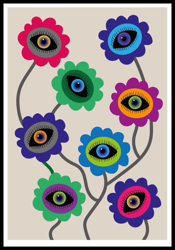 Abstract eyes flowers