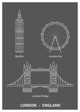 Ladda bilder till galleriet, London-England dark poster