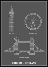 Ladda bilder till galleriet, London-England dark poster