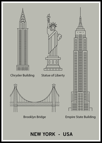 New York - USA green poster