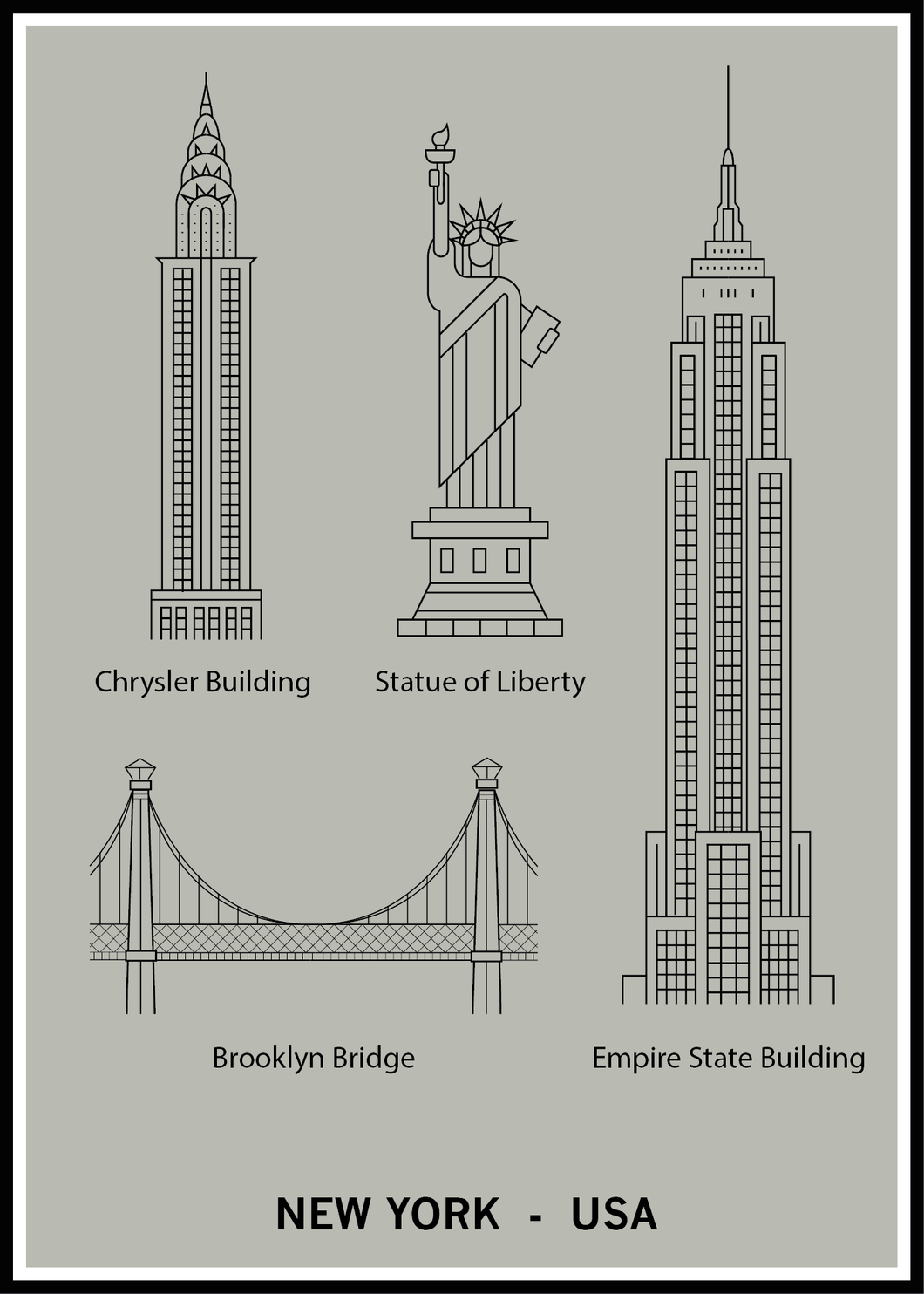 New York - USA green poster