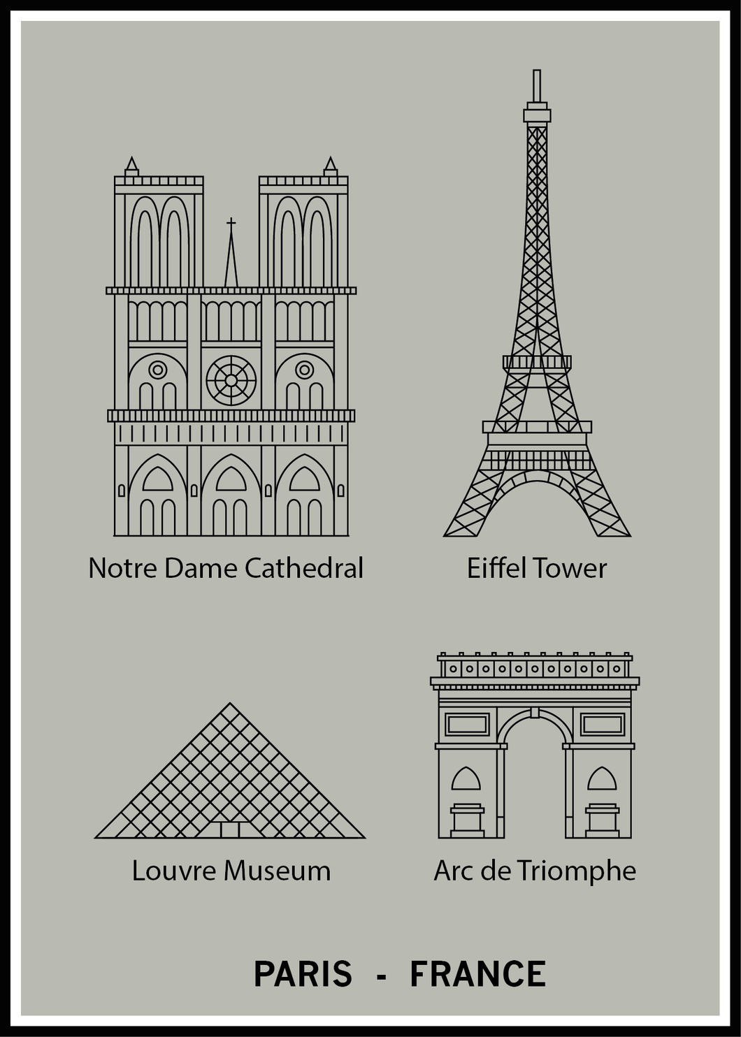 Paris-France green poster
