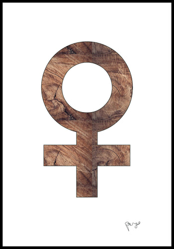 Female symbol in wood