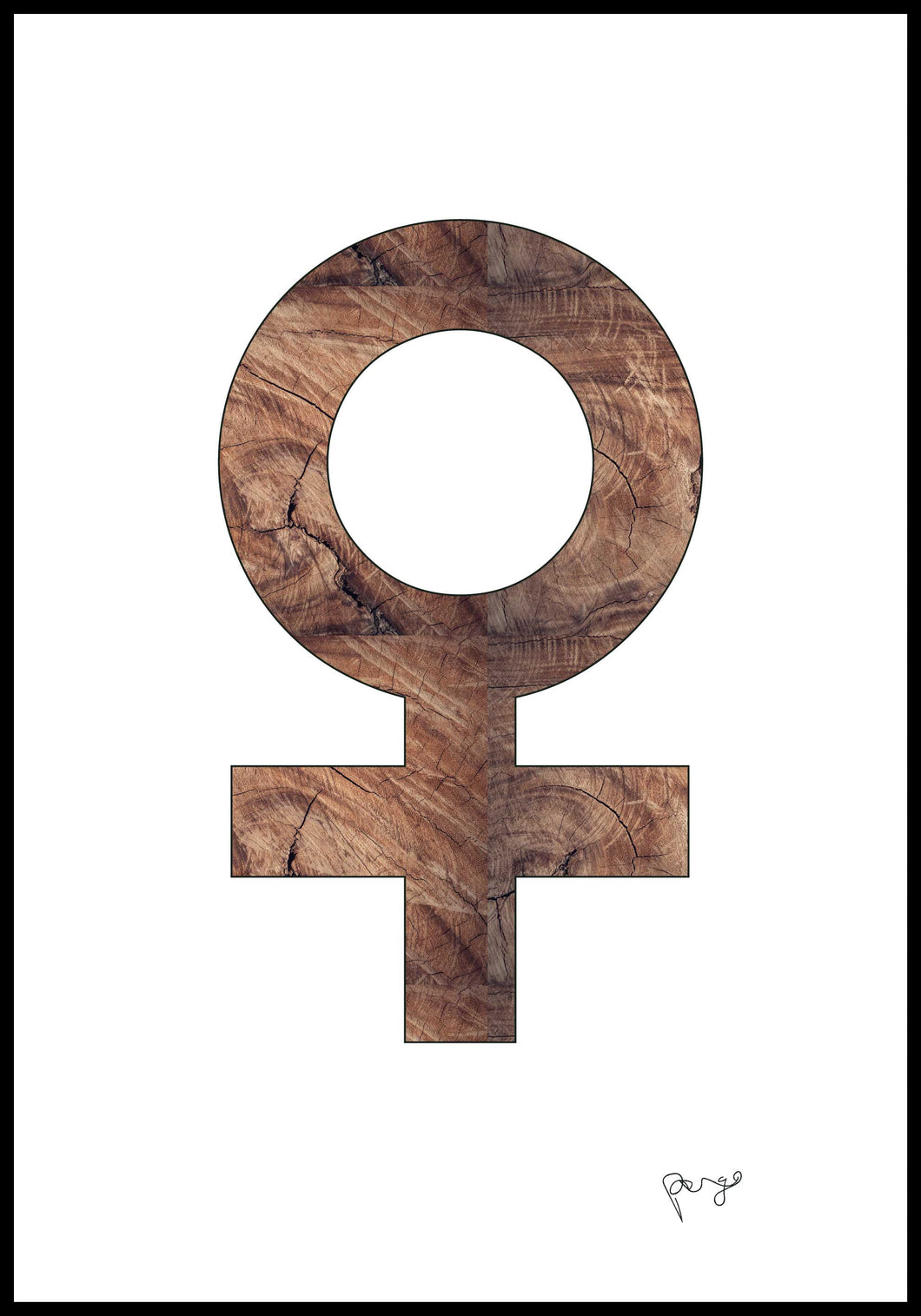 Female symbol in wood