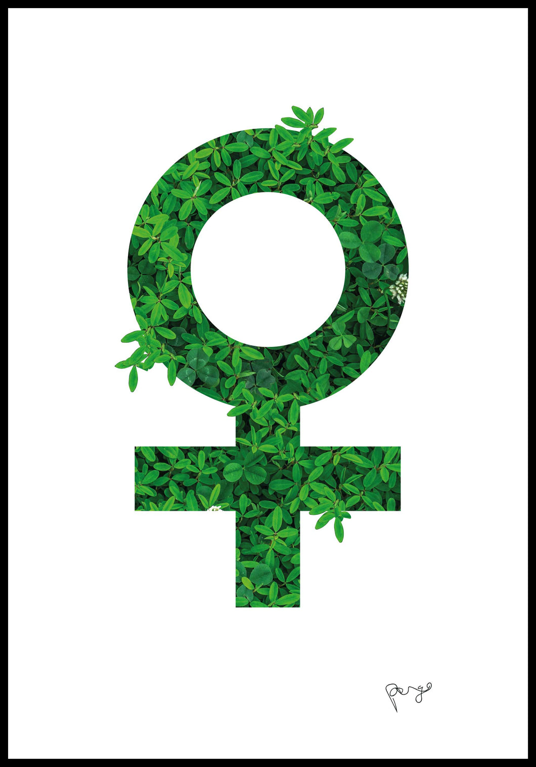 Female symbol in green leaves